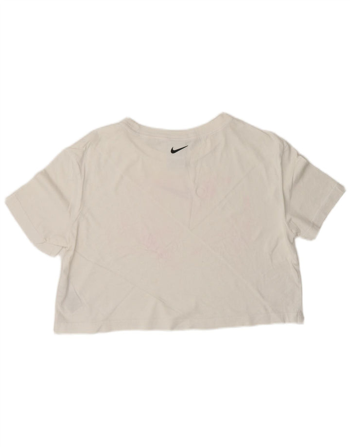 Camiseta feminina Nike Loose Fit Crop Graphic UK 10 pequena algodão branco