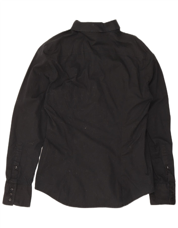 Camisa feminina Benetton UK 12 médio algodão preto