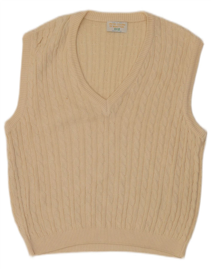 Regata feminina Benetton com colete UK 12 médio algodão branco