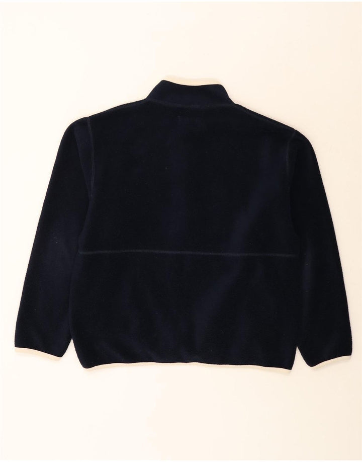 Jumper de lã masculino com zíper e pescoço branco material grande poliéster azul marinho