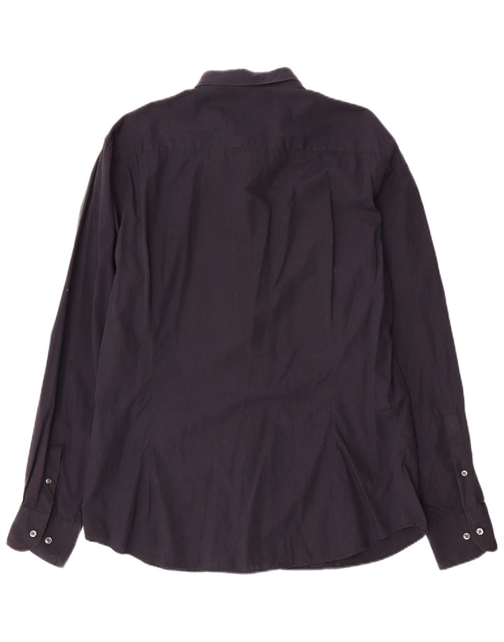 Camisa masculina Slim Fit MASSIMO DUTTI XL azul marinho algodão