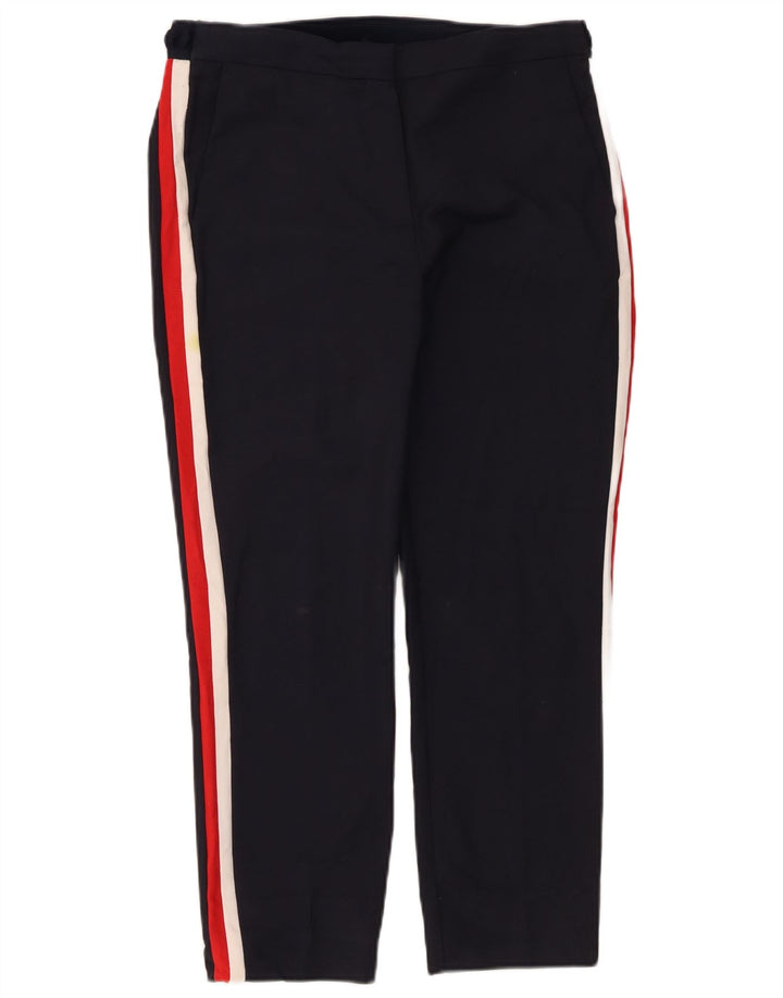 Calça feminina ZARA cortada grande W30 L24 azul marinho colorblock