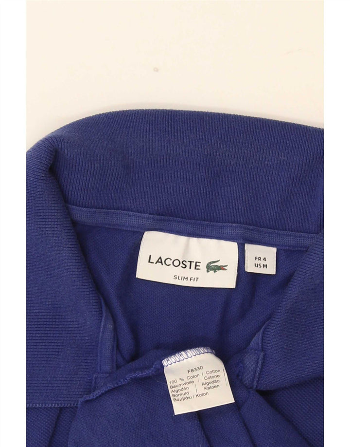 Camisa polo masculina Lacoste Slim Fit tamanho 4 algodão azul médio