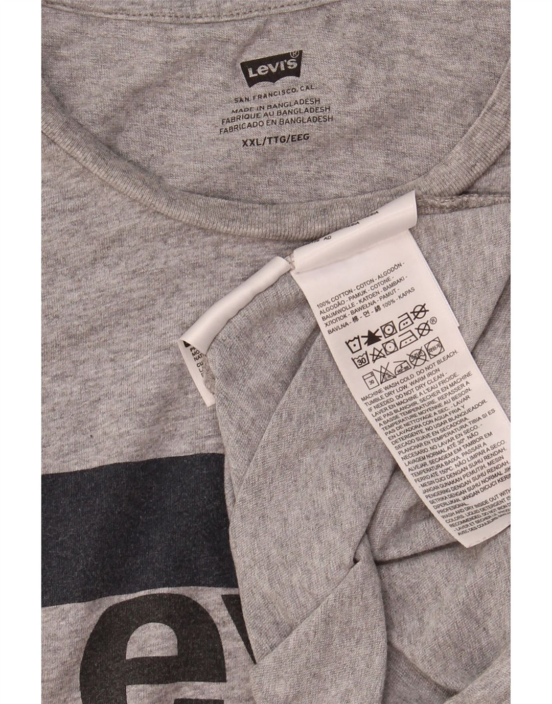 Camiseta gráfica masculina LEVI'S Top 2XL algodão cinza