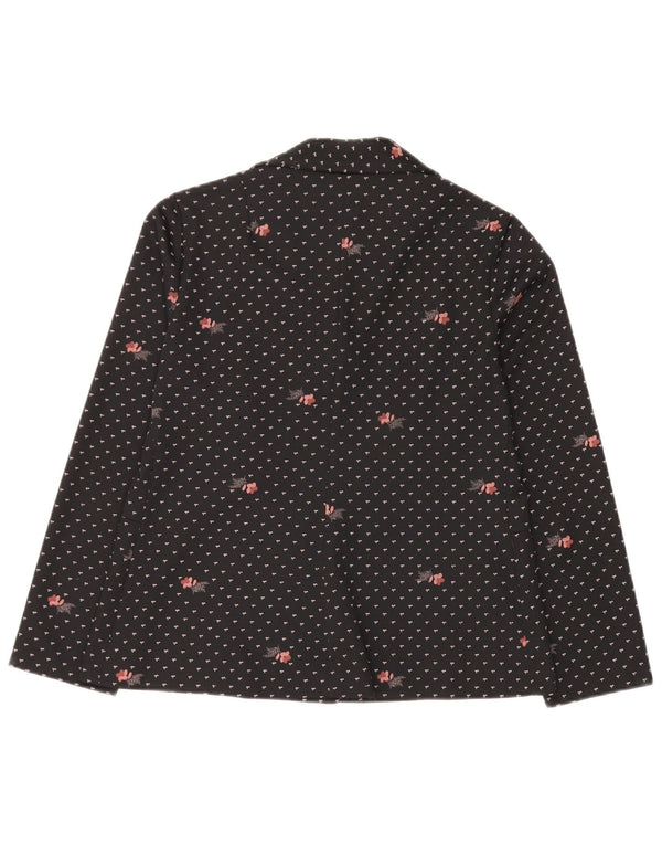 Jaqueta blazer feminina Romy com 4 botões Reino Unido 14 grande poliéster floral preto