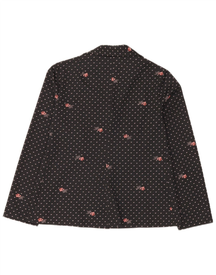 Jaqueta blazer feminina Romy com 4 botões Reino Unido 14 grande poliéster floral preto