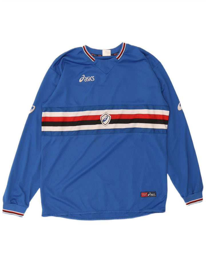 Asics Mens Graphic Top Manga Longa Grande Poliéster Listrado Azul