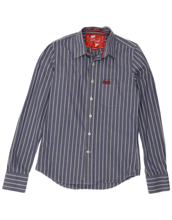 Camisa masculina Superdry algodão listrado azul médio