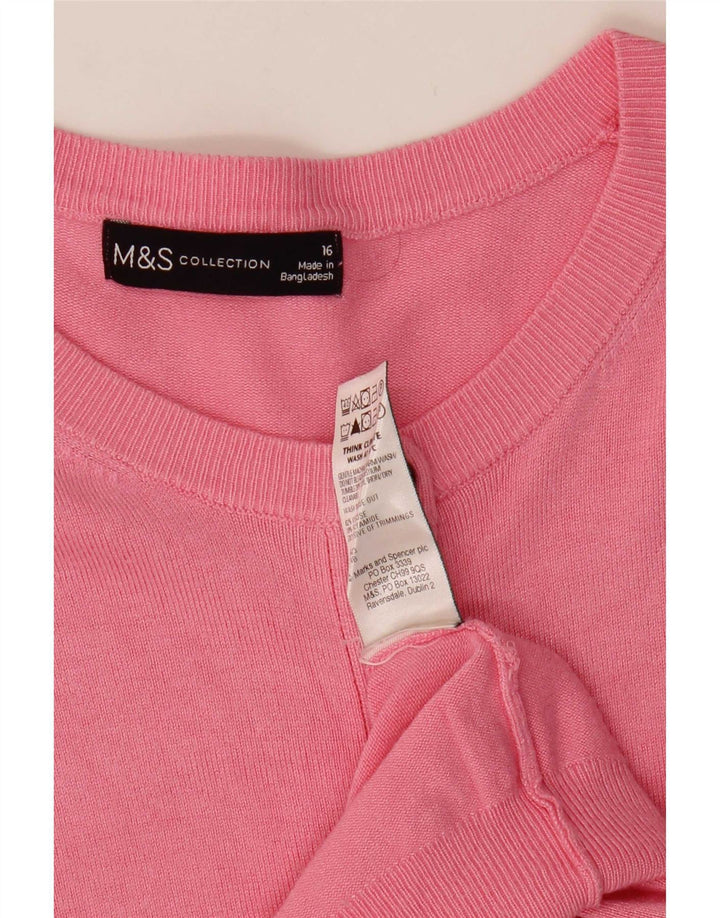Suéter cardigã feminino Marks & Spencer UK 16 grande viscose rosa