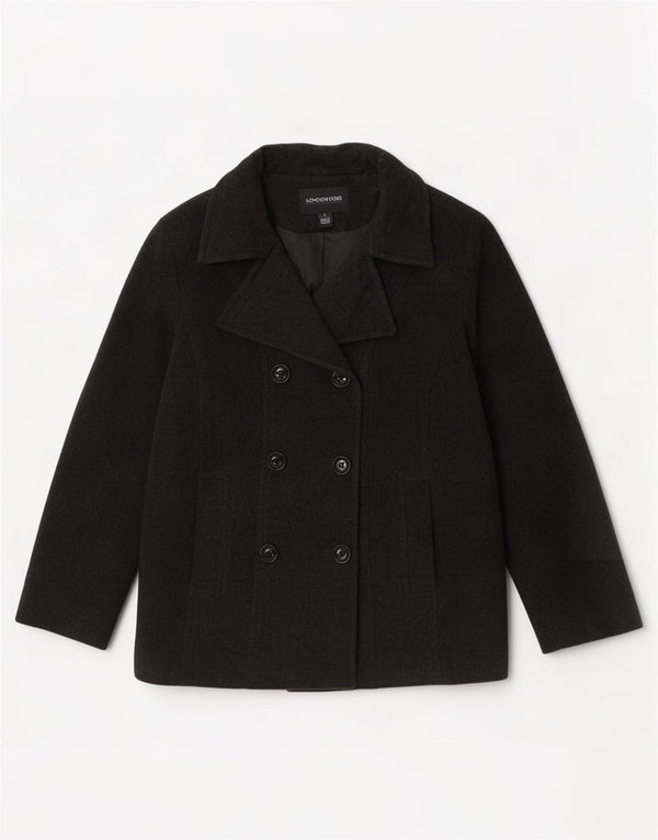 Casaco feminino London Fog Pea UK 16 grande lã preta