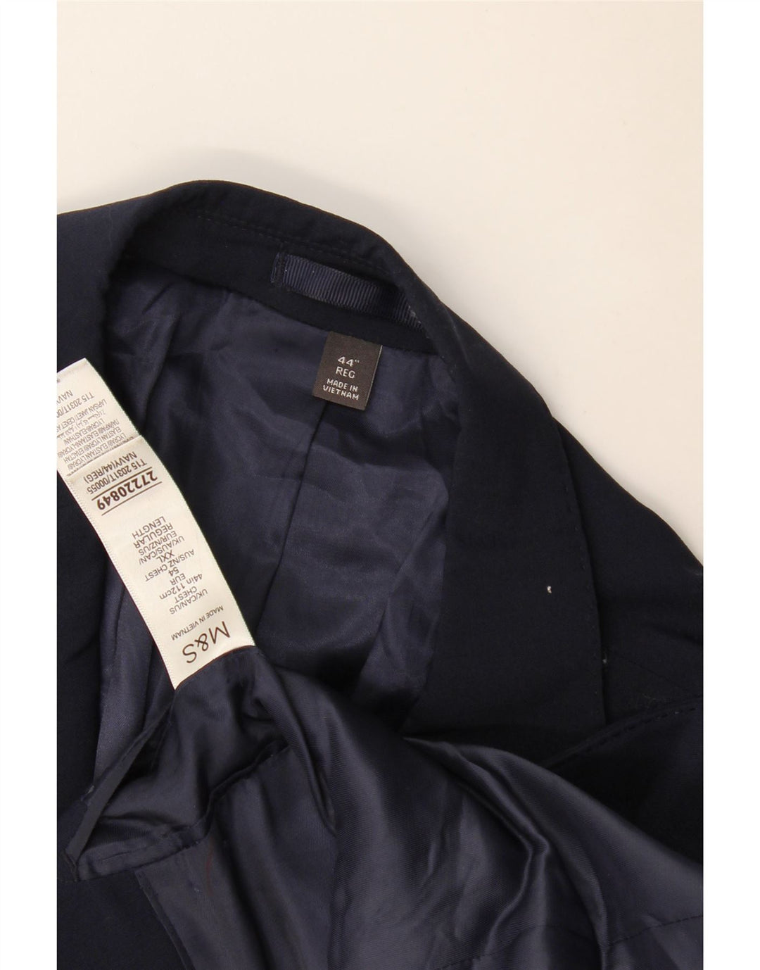 Jaqueta blazer masculina de 2 botões Marks & Spencer Reino Unido 44 2XL lã azul marinho