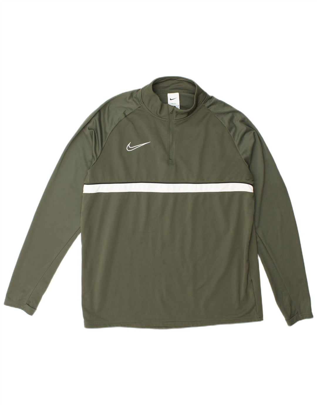 Pulôver masculino Nike Dri Fit com gola e zíper, top grande de poliéster verde
