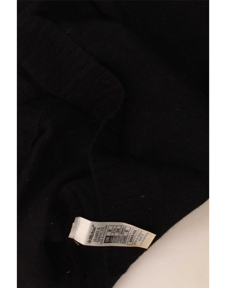 Suéter cardigã feminino Marks & Spencer Reino Unido 8 lã de cordeiro preta pequena