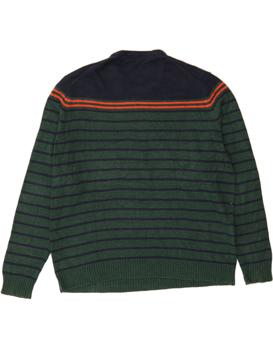 IZOD Mens Crew Neck Jumper Sweater XL Green Striped Cotton Vintage Izod and Second-Hand Izod from Messina Hembry 