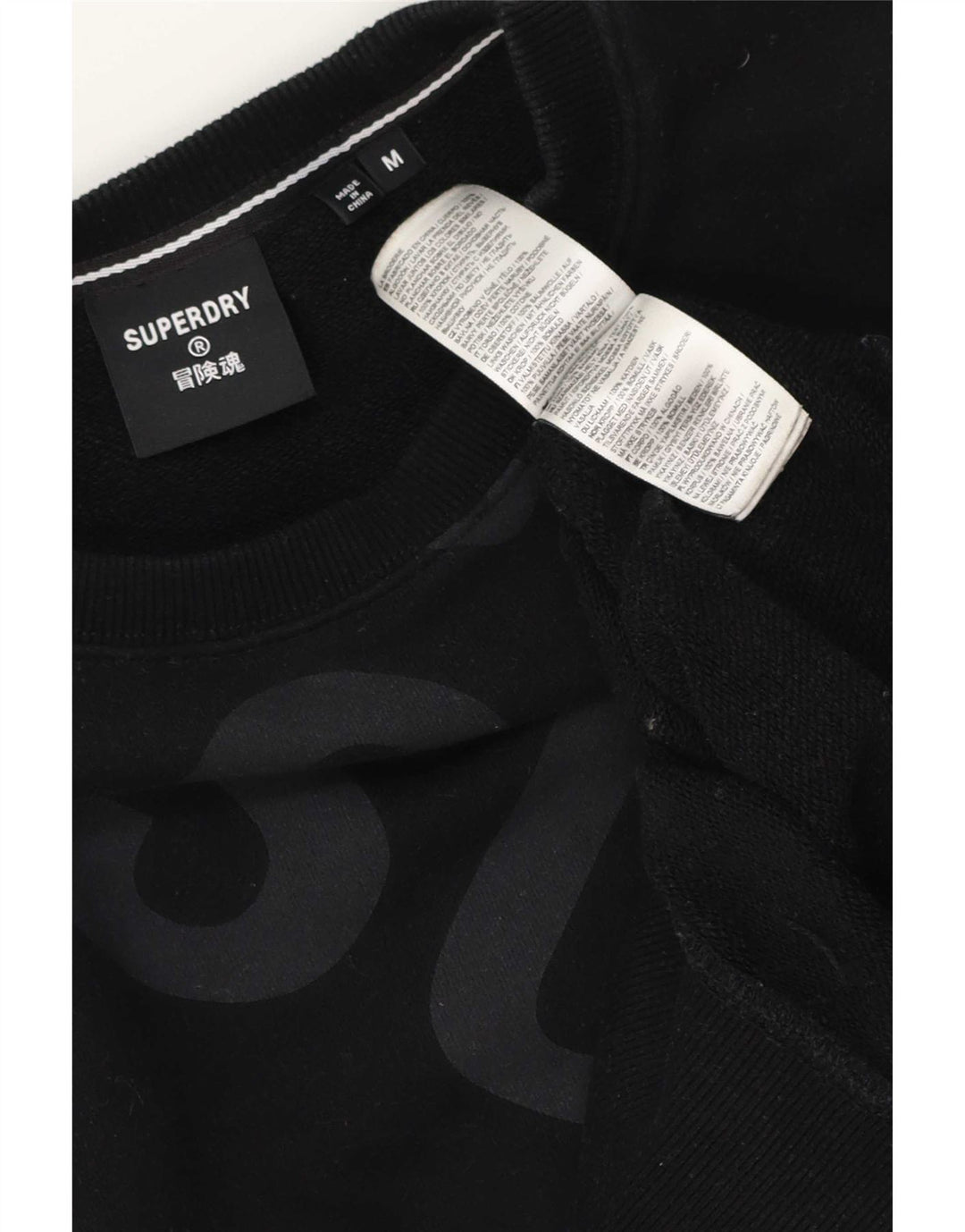 Superdry moletom gráfico masculino jumper médio algodão preto