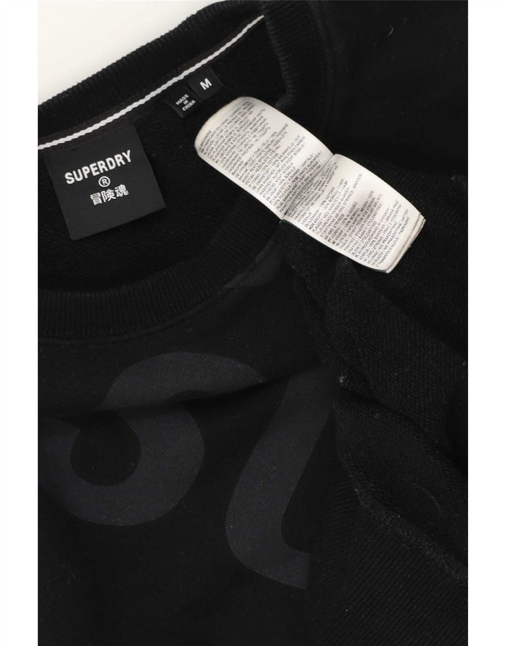 Superdry moletom gráfico masculino jumper médio algodão preto