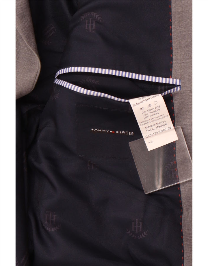 Jaqueta Blazer Masculina Tommy Hilfiger Longline 2 Botões EU 42 XL Lã Cinza