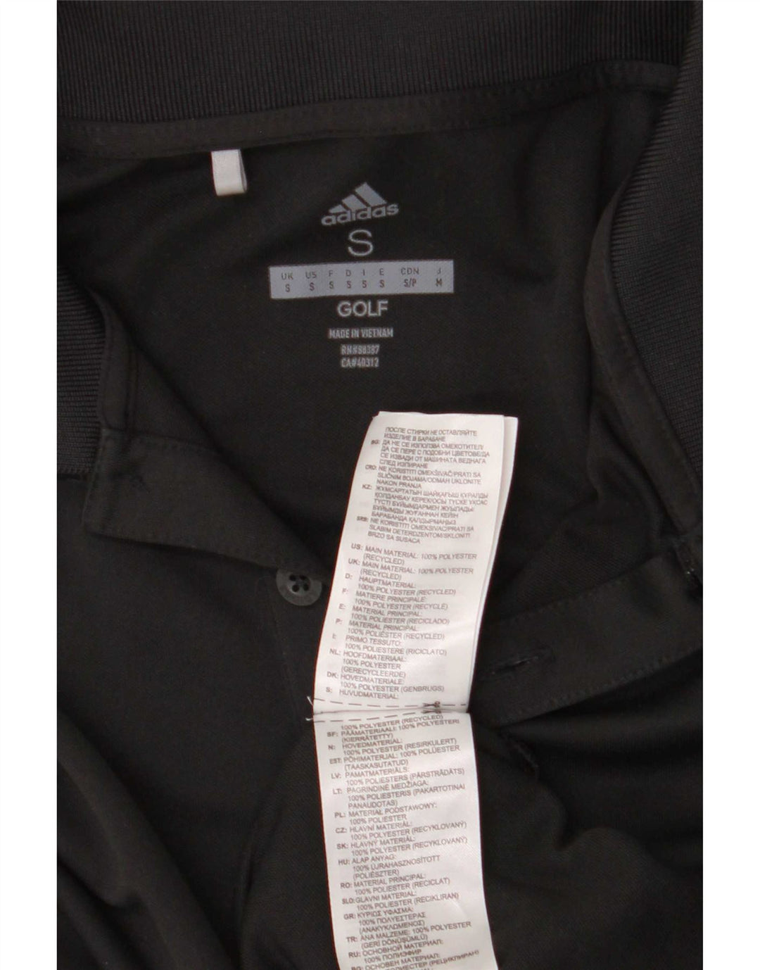 Camisa Polo Masculina Adidas Pequena Poliéster Preto Preto