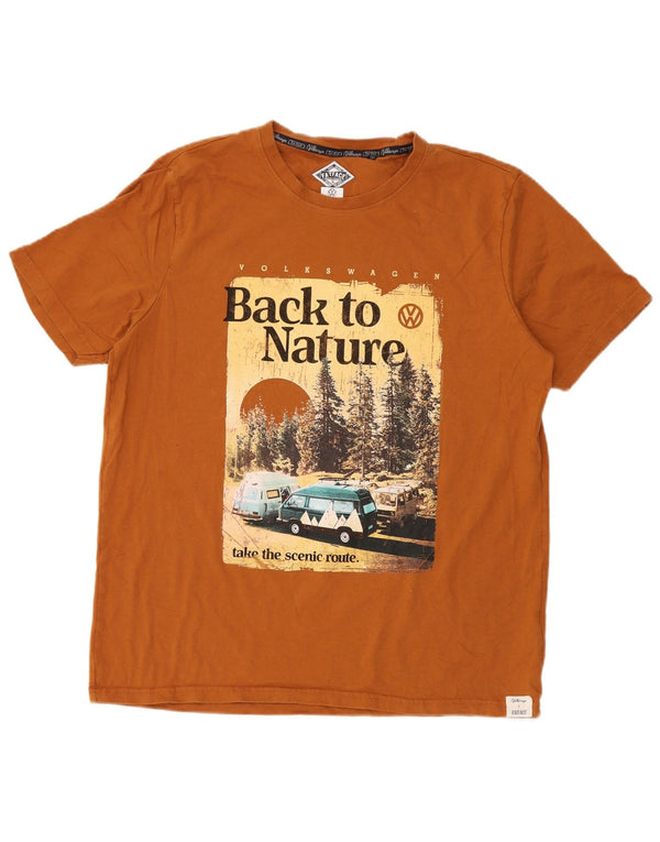 Fat Face Mens Graphic T-Shirt Top XL Brown Cotton