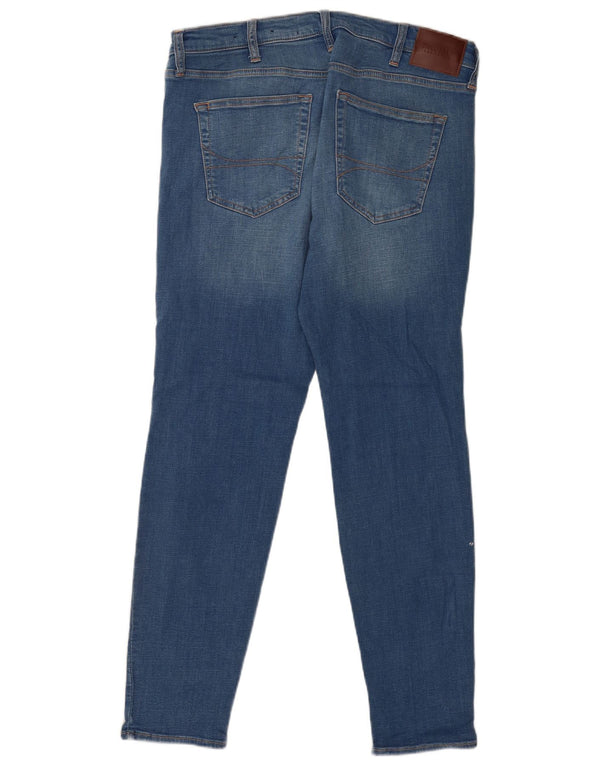 Hollister Mens Distressed Super Skinny Jeans W36 L32 Azul Algodão