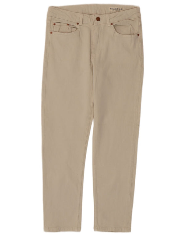 Calça casual feminina Marks & Spencer com ajuste relaxado Reino Unido 10 pequeno W28 L27 Beig