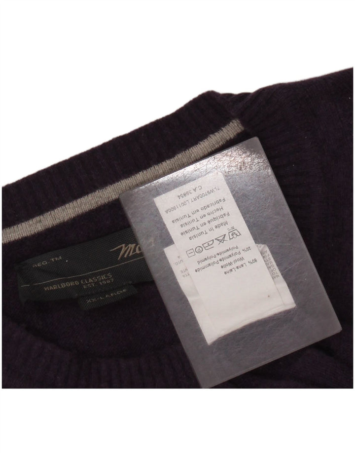 MARLBORO CLASSICS Suéter feminino com gola redonda UK 20 2XL lã roxa