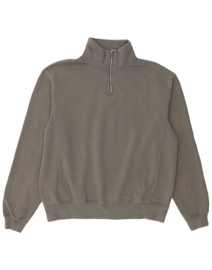 Zara moletom masculino com zíper e gola alta algodão cinza médio