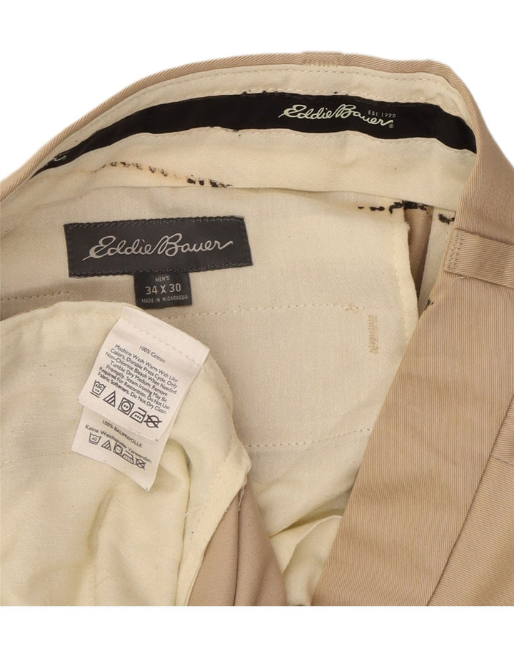 Calça Chino masculina EDDIE BAUER reta W34 L30 algodão bege