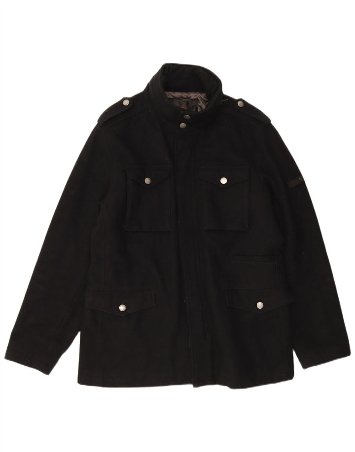Jaqueta utilitária masculina Ben Sherman UK 40 grande lã preta