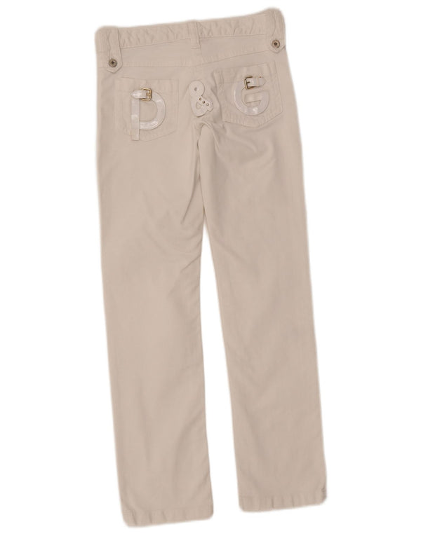 Dolce & Gabbana Jeans femininos gráficos retos 11-12 anos XS W26 L27 Branco