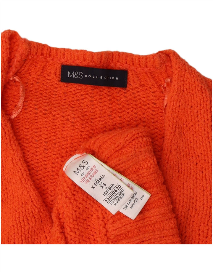 Suéter feminino Marks & Spencer grande com decote em V Reino Unido 6 XS laranja