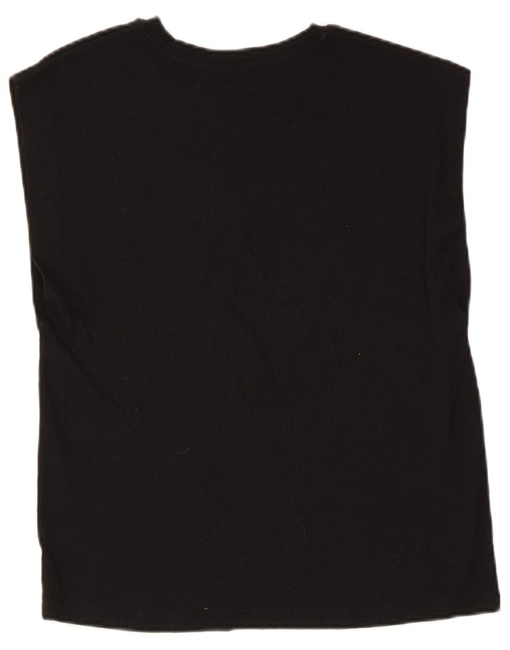 Colete feminino Zara UK 10 pequeno algodão preto