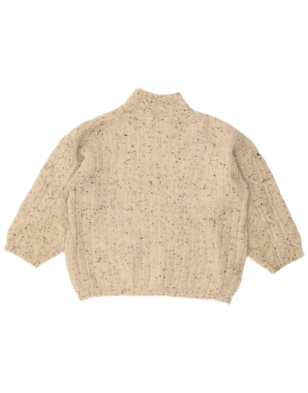 Suéter feminino VINTAGE com gola tartaruga Reino Unido 18 XL branco manchado