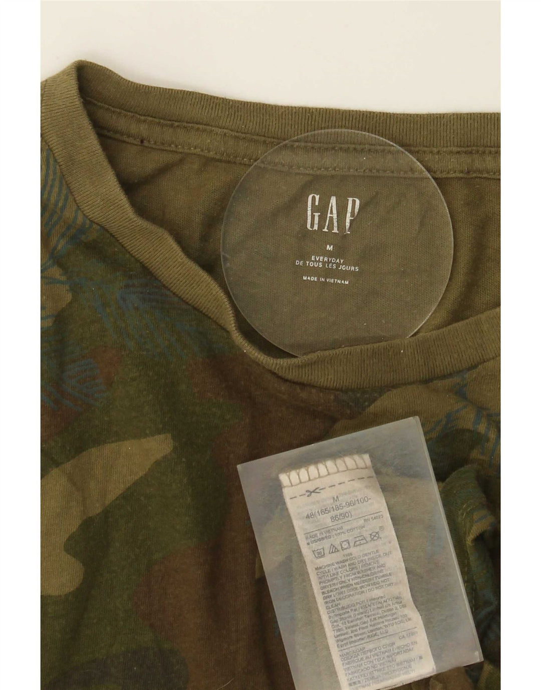 Camiseta masculina Gap Top médio cáqui algodão camuflado