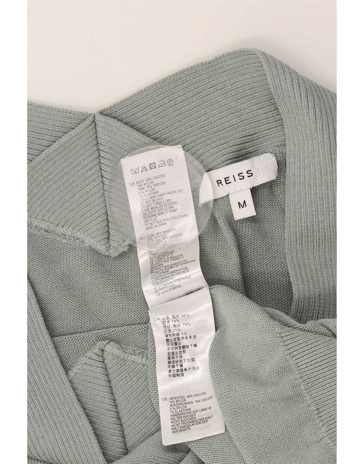 Jumper feminino Reiss sem ombro Reino Unido 14 viscose verde médio