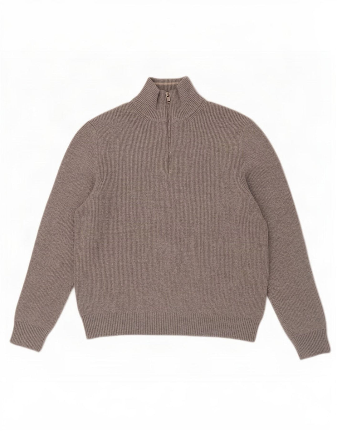 Suéter masculino Marks & Spencer com zíper e gola grande poliéster cinza