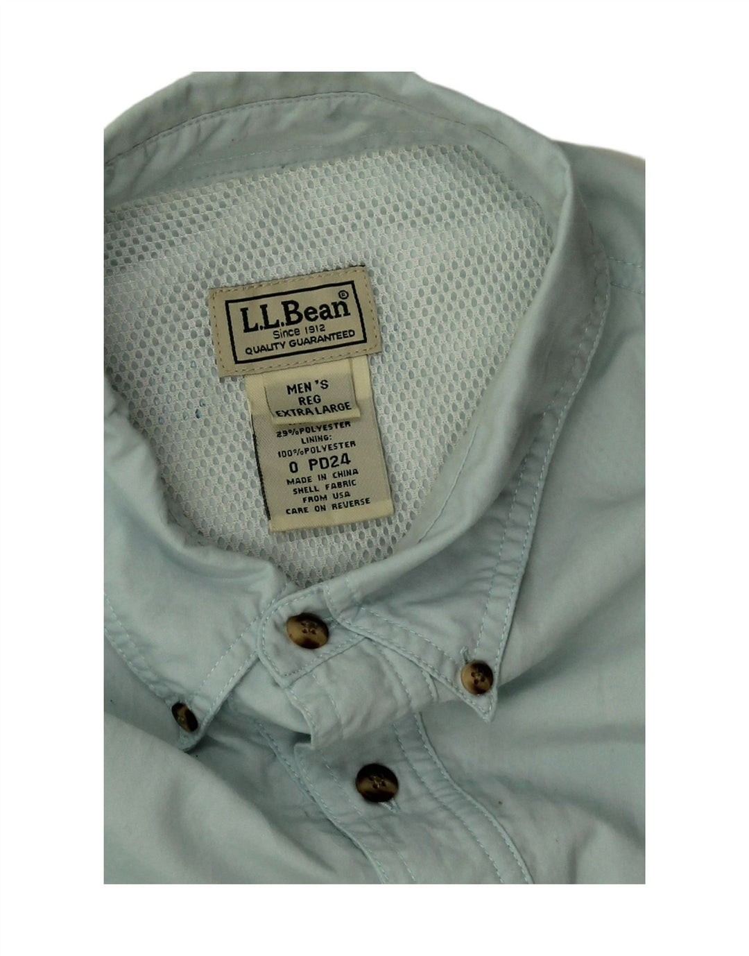 Camisa masculina L.L.BEAN XL azul nylon