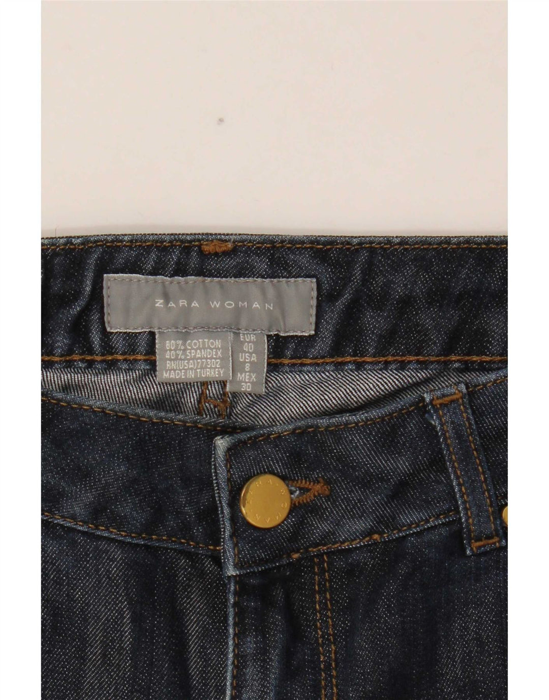 Shorts jeans feminino Zara EU 40 médio W30 algodão azul marinho