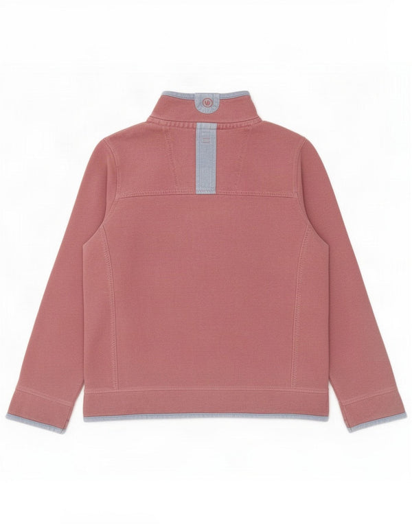 Fat Face Womens Zip Neck Moletom Jumper UK 12 Medium Pink Colourblock