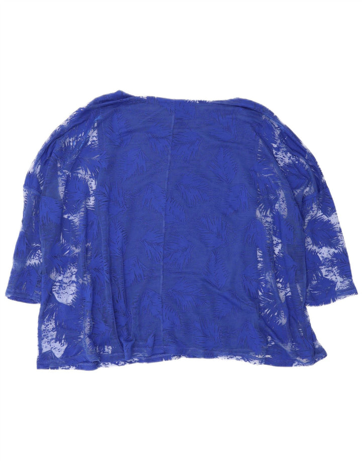 Fase Eight Top feminino oversized manga 3/4 Reino Unido 12 azul médio floral