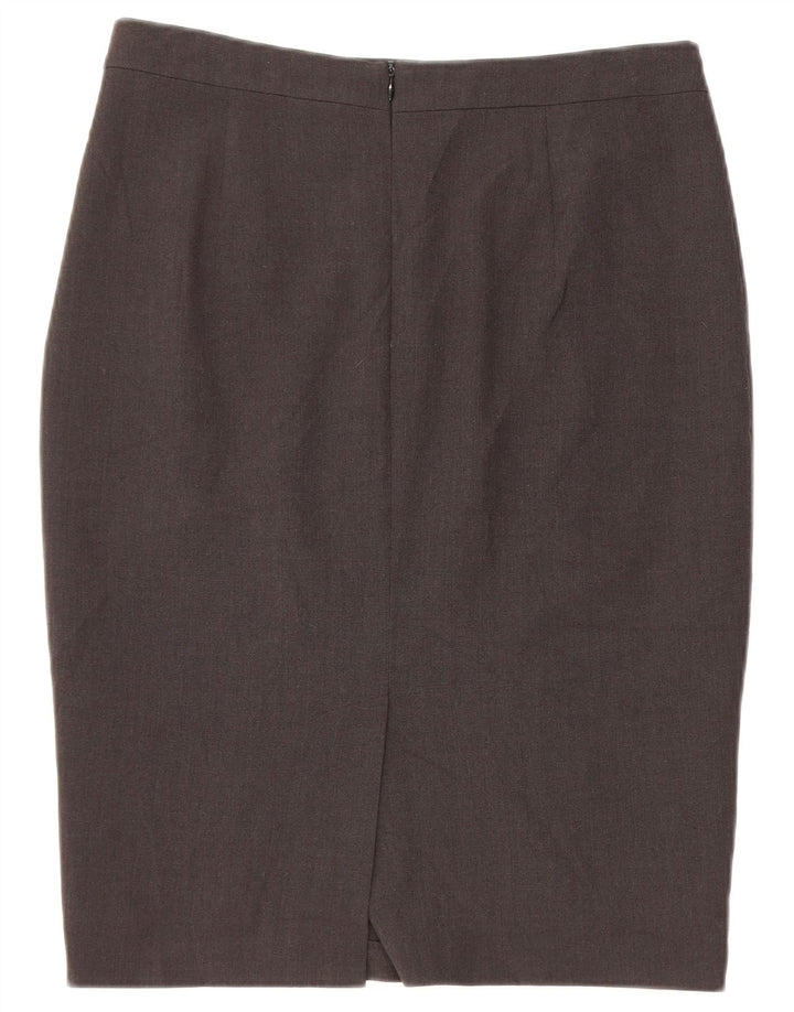 Saia lápis feminina Marks & Spencer Reino Unido 10 pequena W30 poliéster cinza
