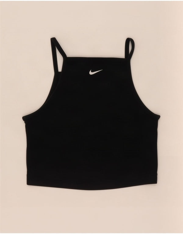 Nike Womens Cami Top UK 8 Pequeno Algodão Preto
