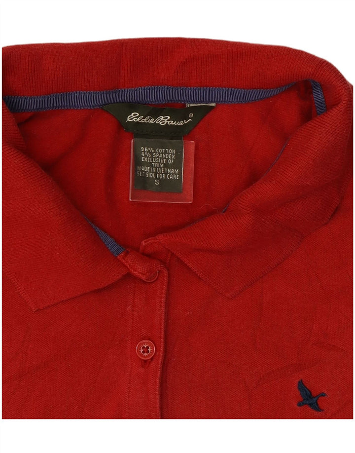 Camisa polo feminina EDDIE BAUER Reino Unido 10 pequeno algodão vermelho