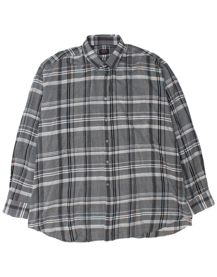 Camisa masculina Paul & Shark 2XL algodão xadrez cinza
