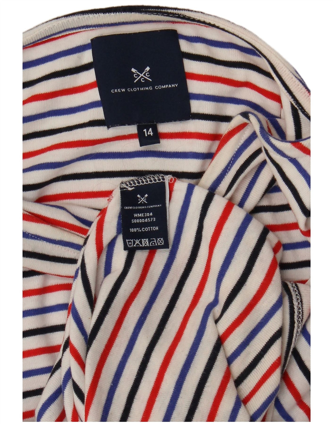 CREW CLOTHING Camiseta feminina Top UK 14 Médio algodão listrado multicolorido