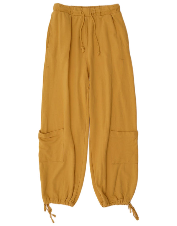 Calça esportiva feminina Zara Cargo Joggers Reino Unido 14 grande algodão amarelo
