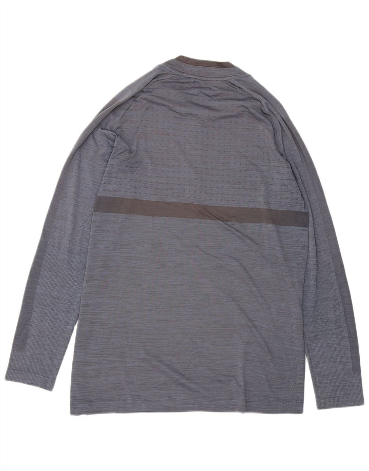 NIKE Mens Dri Fit Zip Neck Pullover Treino Top Cinza Médio Flecked