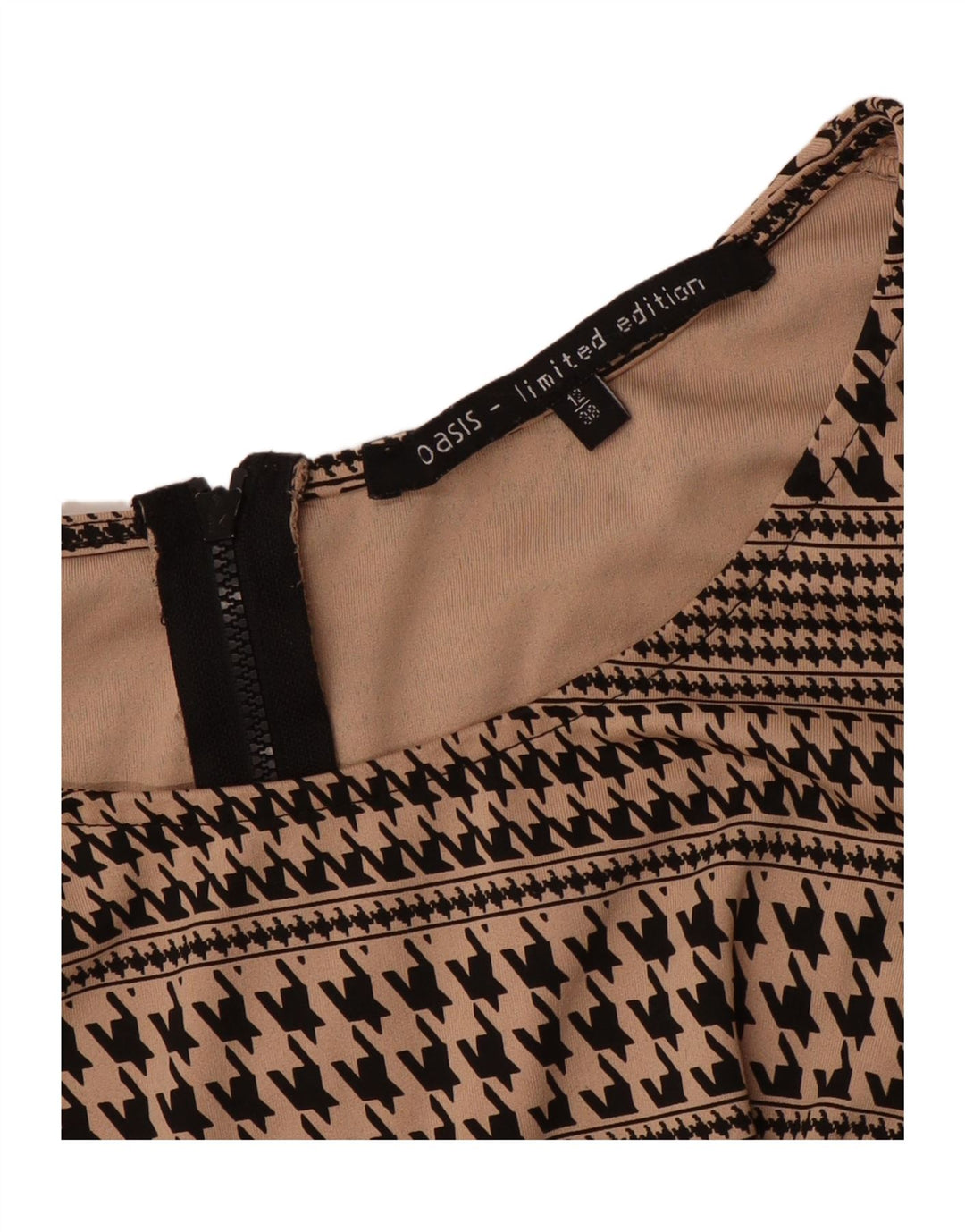 Blusa feminina Oasis UK 12 Houndstooth bege médio