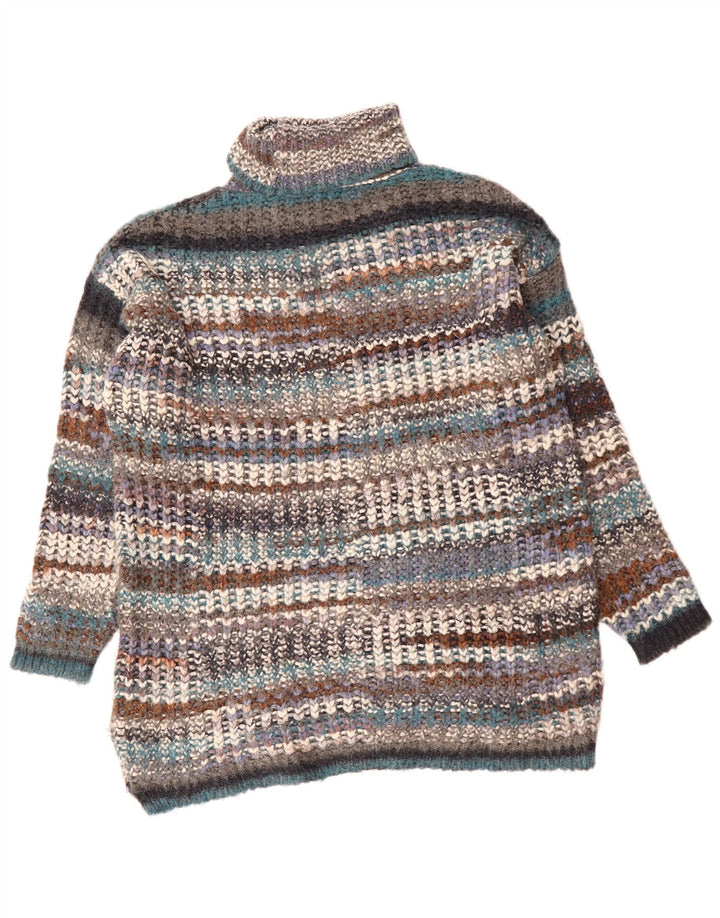 ZARA Suéter feminino com gola redonda e listrado médio multicolorido UK 14