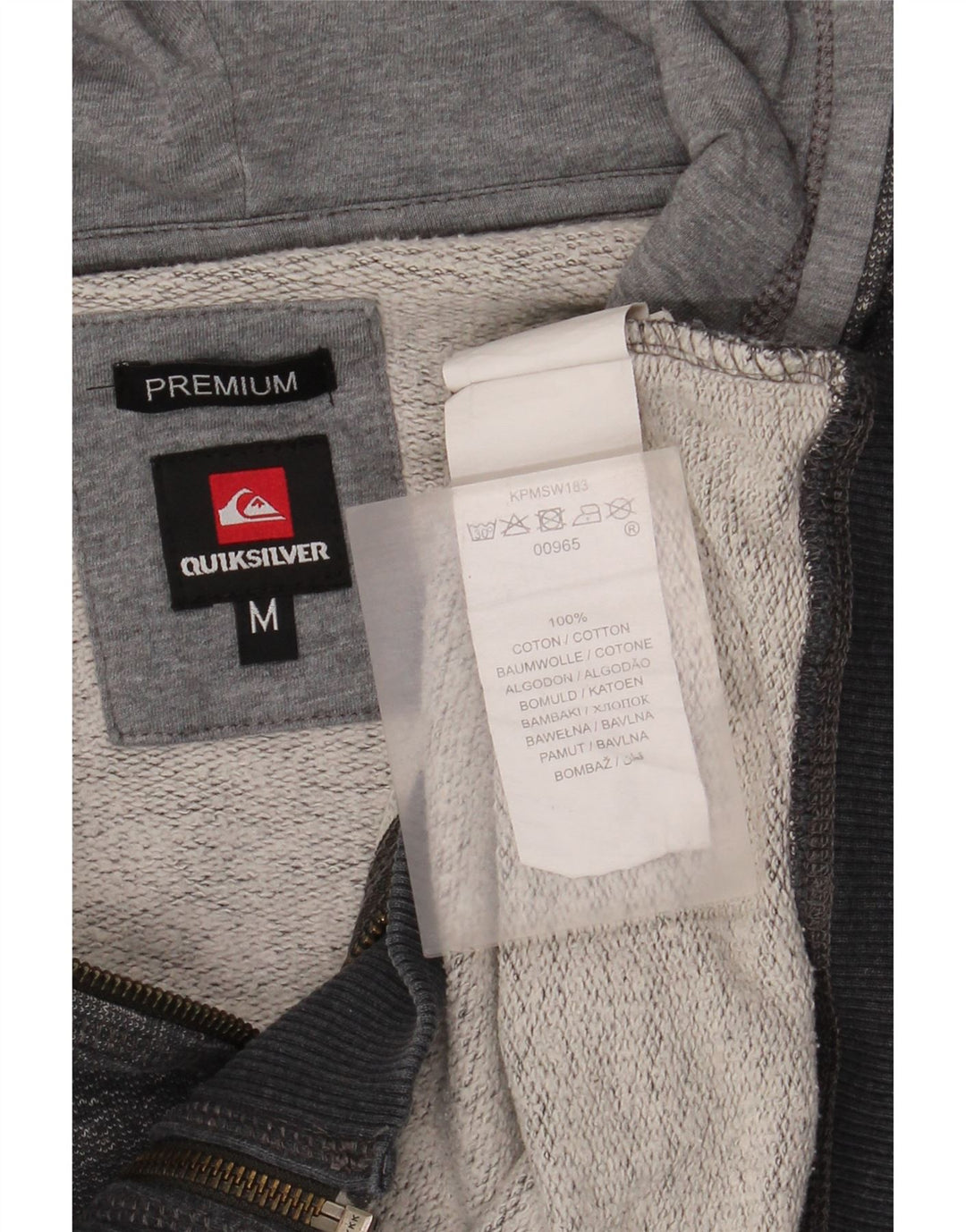 Suéter masculino Quiksilver Premium Zip com capuz de algodão cinza médio